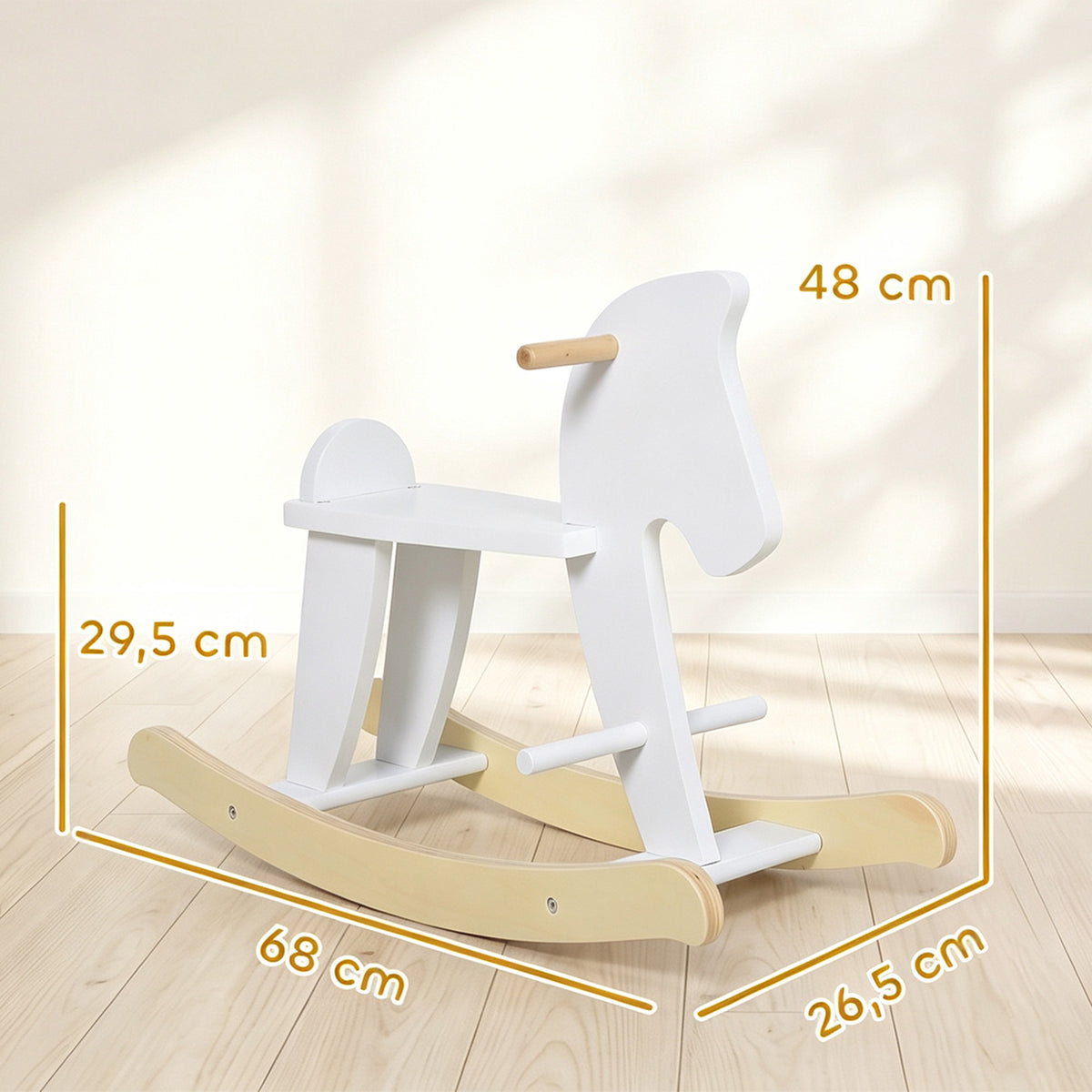 Caballito Balancín Bebés Homcom Mdf Blanco 68x26x48 Cm_2
