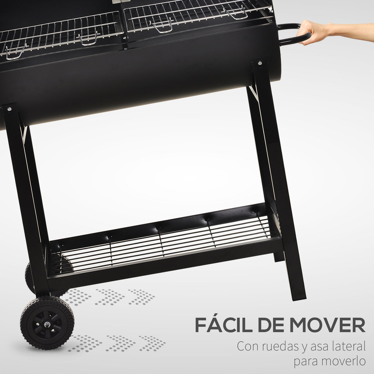 Barbacoa De Carbón Outsunny Negro 90x45x96 Cm Metal_5