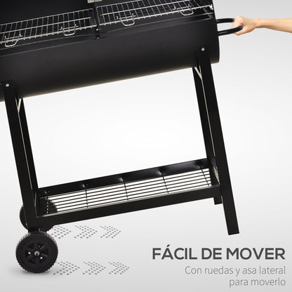 Barbacoa De Carbón Outsunny Negro 90x45x96 Cm Metal_5