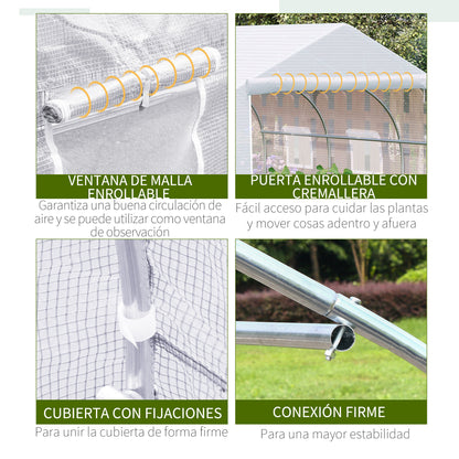 Invernadero Outsunny Blanco 445x299x205 Cm Metal Plástico Polietileno_5