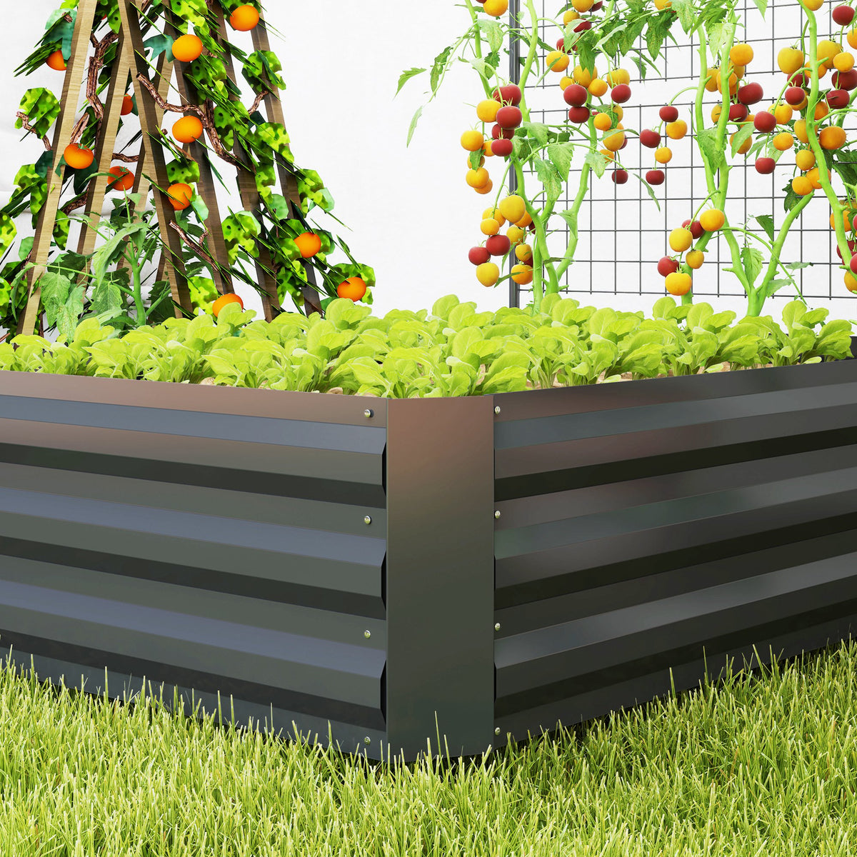 Jardinera Con Celosía Outsunny Acero Galvanizado Gris Oscuro 80x115x125 Cm_4