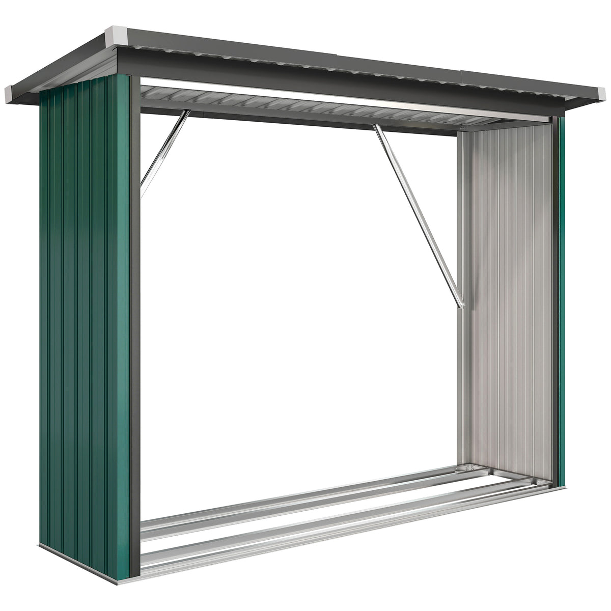 Cobertizo Para Leña Outsunny Acero Galvanizado Verde 213x66.5x150 Cm 84h-422v01gn_0