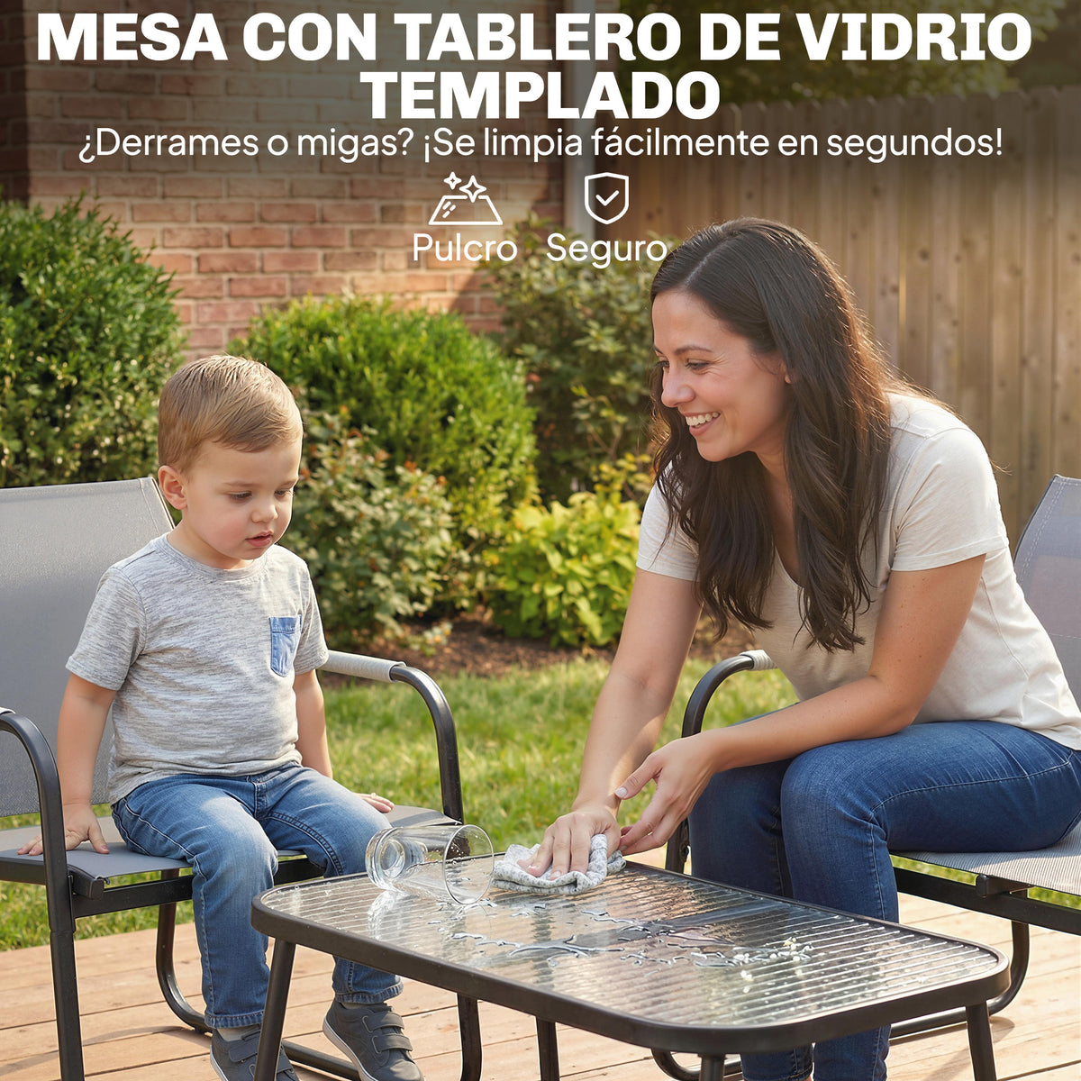 Conjunto De Jardín Outsunny Acero Galvanizado, Textilene Gris 111x71x75 Cm_5