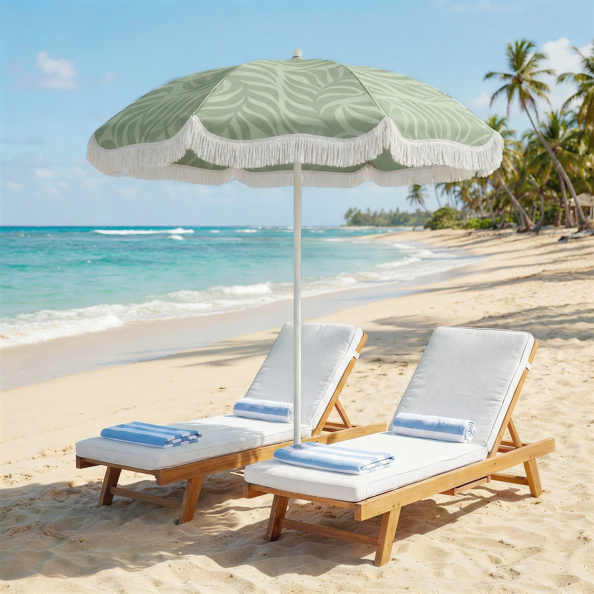 Sombrilla De Playa Outsunny Poliéster, Metal Verde 178x178x206 Cm_1