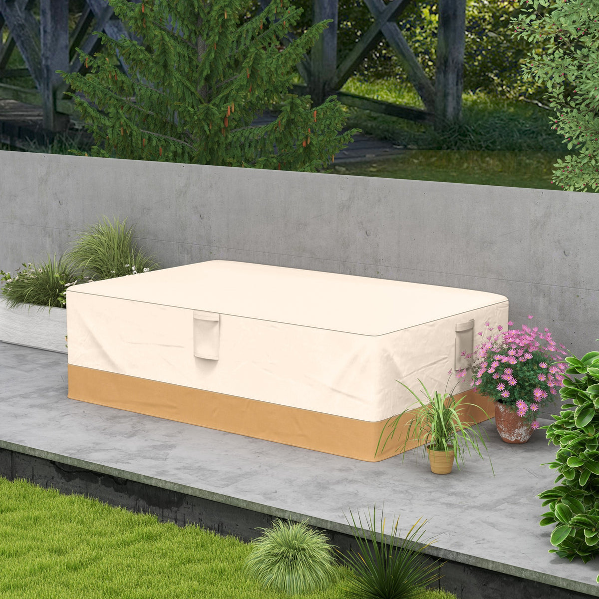 Funda Protectora Para Muebles Outsunny Tela Oxford 600d Beige 275x208x78 Cm_1