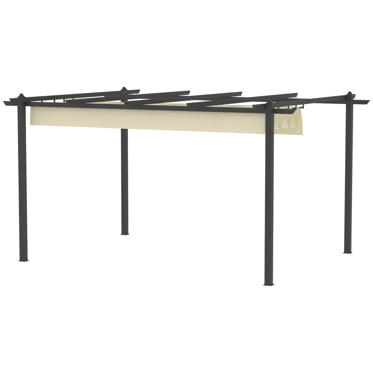 Pérgola Outsunny Aluminio, Poliéster Crema 396x296x220 Cm_3
