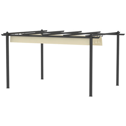 Pérgola Outsunny Aluminio, Poliéster Crema 396x296x220 Cm_3