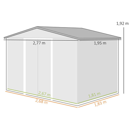 Caseta De Jardín Outsunny Acero Galvanizado Gris Oscuro 277x195x192cm_2