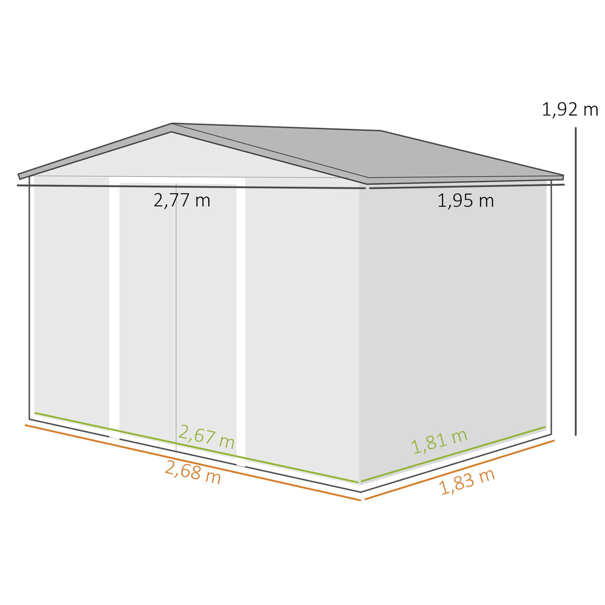 Caseta De Jardín Outsunny Acero Galvanizado Marrón 277x195x192 Cm_2