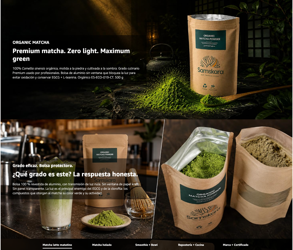 Matcha En Polvo Bio - 1kg (2 X 500g En Bolsas Opacas Anti-luz) | Superalimento Ecológico Vegano Para Batidos, Smoothies_4