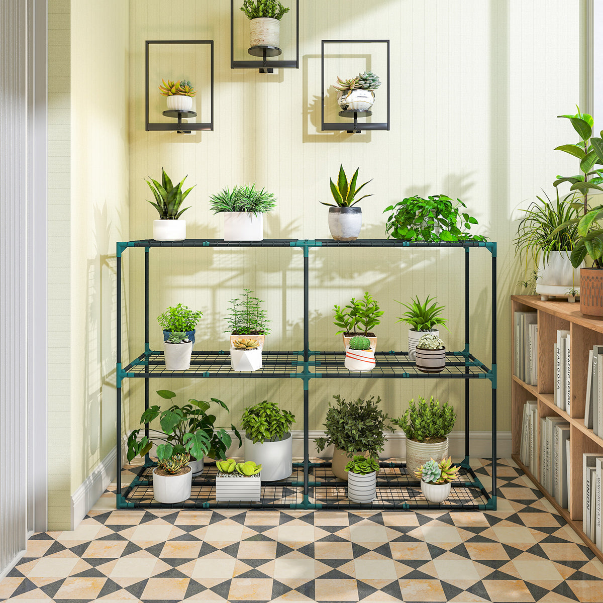 Soporte Para Plantas Outsunny Acero, Plástico Verde Oscuro 143x48x100 Cm_4