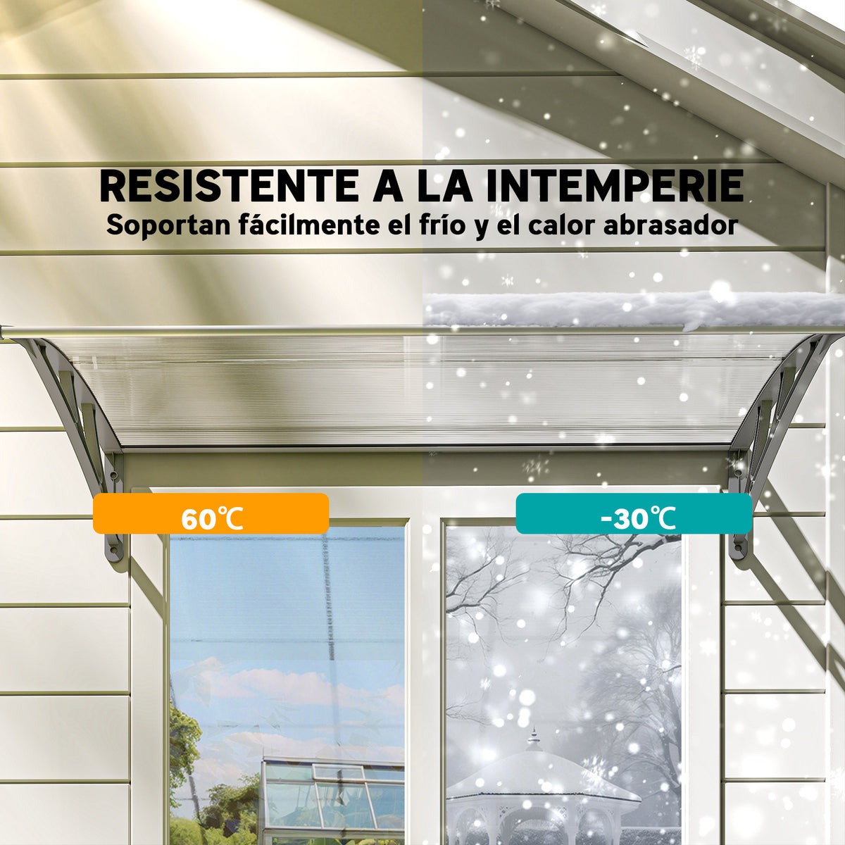 Marquesina Exterior Policarbonato Outsunny 110x60x20 Cm Transparente_5