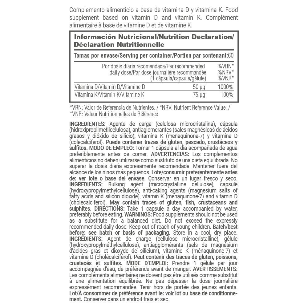 Vitamina D3 + K2 (50μg/75μg) - 60 Cápsulas Vegetales - Salud Cardiovascular - Masmusculo_4