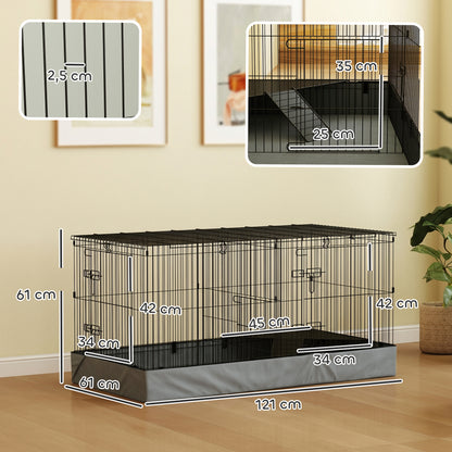 Jaula Animales Pequeños Pawhut Acero Negro 121x61x61 Cm_2