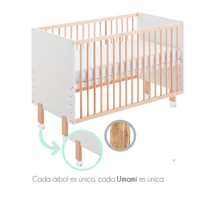 Cuna Colecho 120x60 Umami Con Colchon Morfeo Y 4 Ruedas. Con Normativa Europea Y Pintura Al Agua Sin Tóxicos_3