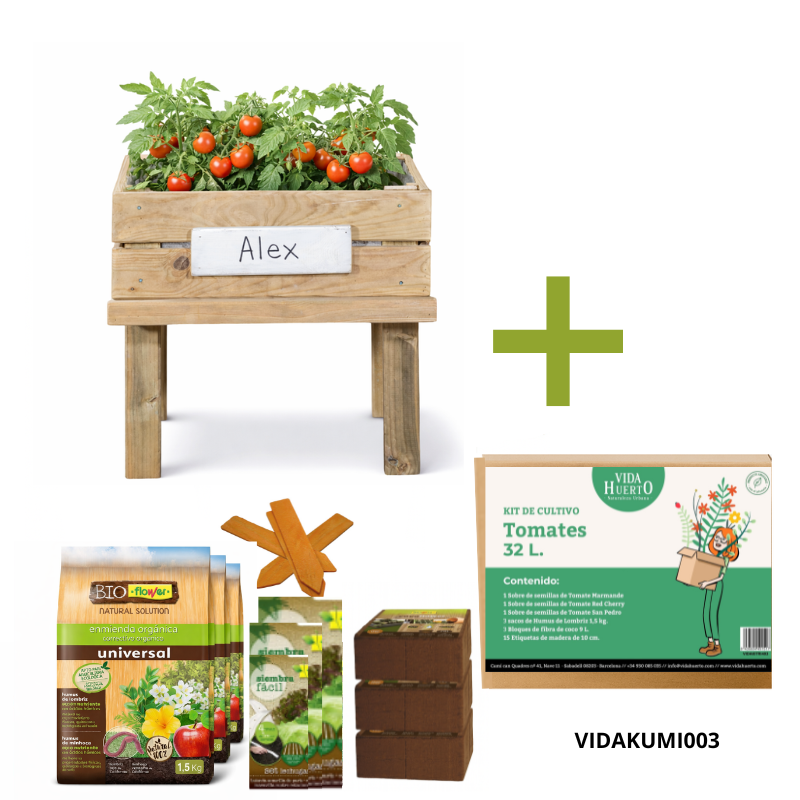 Mesa De Cultivo Infantil De Madera Con Kit De Cultivo De Tomates Variados| Vidahuerto_0