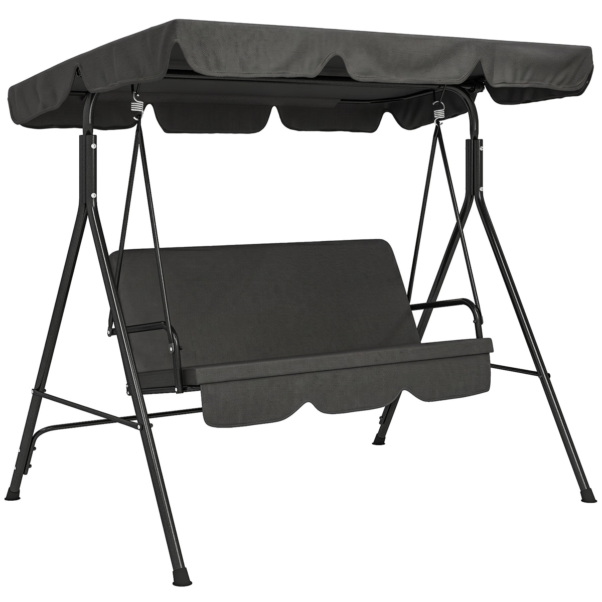 Columpio De Jardín Outsunny Acero, Poliéster Negro 172x110x153 Cm_0