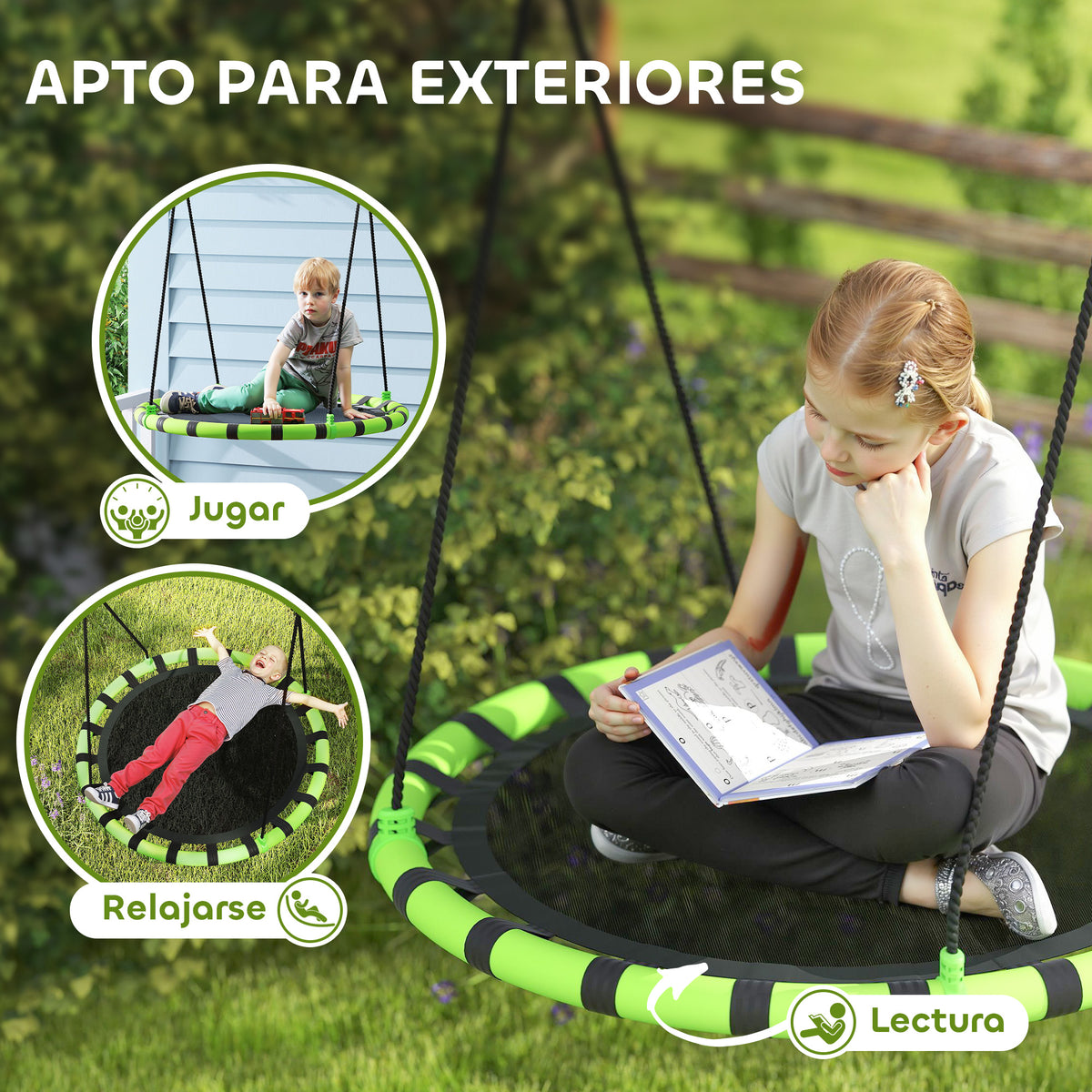 Columpio Infantil Aiyaplay Textilene, Metal Negro 100x100x180 Cm_5