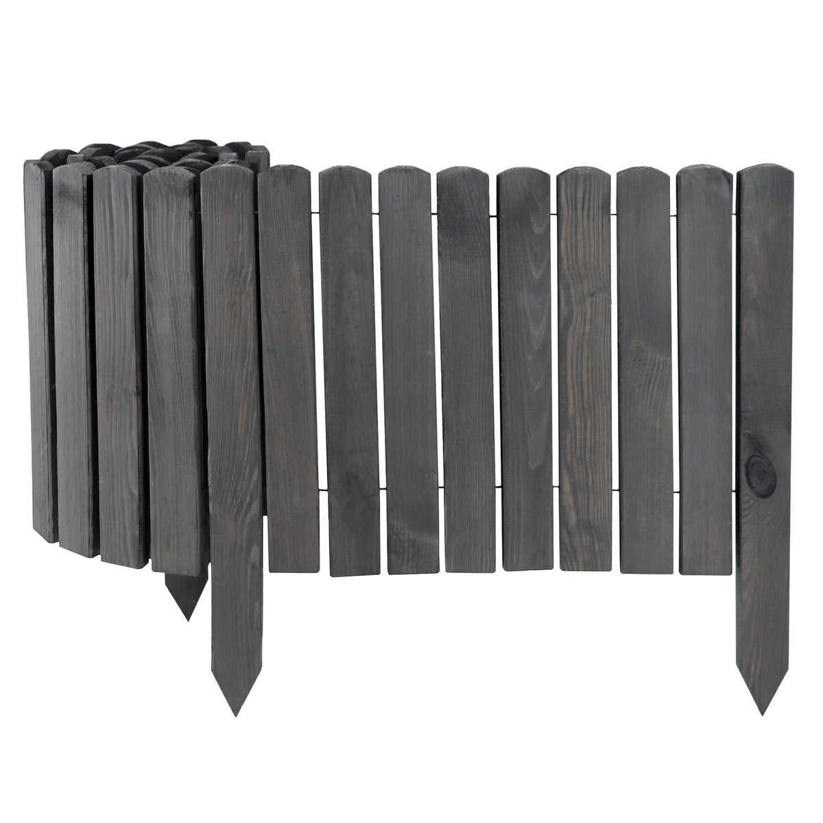 5x Valla Enrollable De Madera Gris 10x200 Cm – Borde Para Parterres Y Césped | Borde Flexible Para Parterres Y Caminos_0