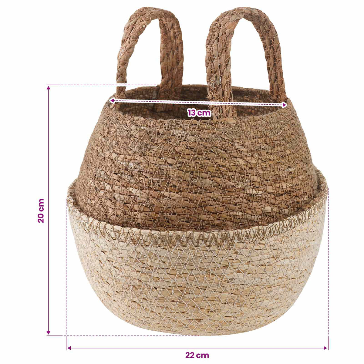 Maceta Con Asas Blanco Ø 22 X 20 Cm 100% Hierba Marina_5