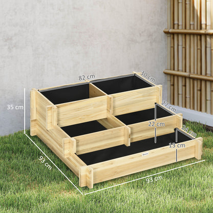 Jardinera Outsunny Madera De Abeto Madera Natural 93x93x35 Cm_2