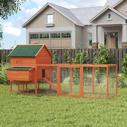 Gallinero Pawhut Madera De Abeto Naranja 347x160x150 Cm_1