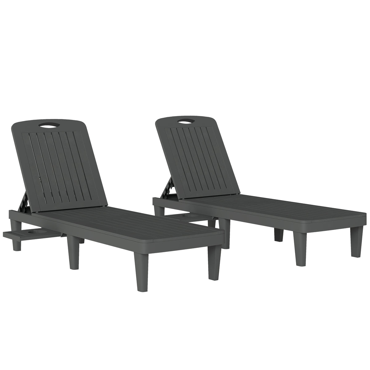 Conjunto De Tumbonas Outsunny Pp Gris 192x57x28.5 Cm_0
