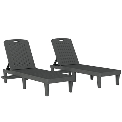 Conjunto De Tumbonas Outsunny Pp Gris 192x57x28.5 Cm_0
