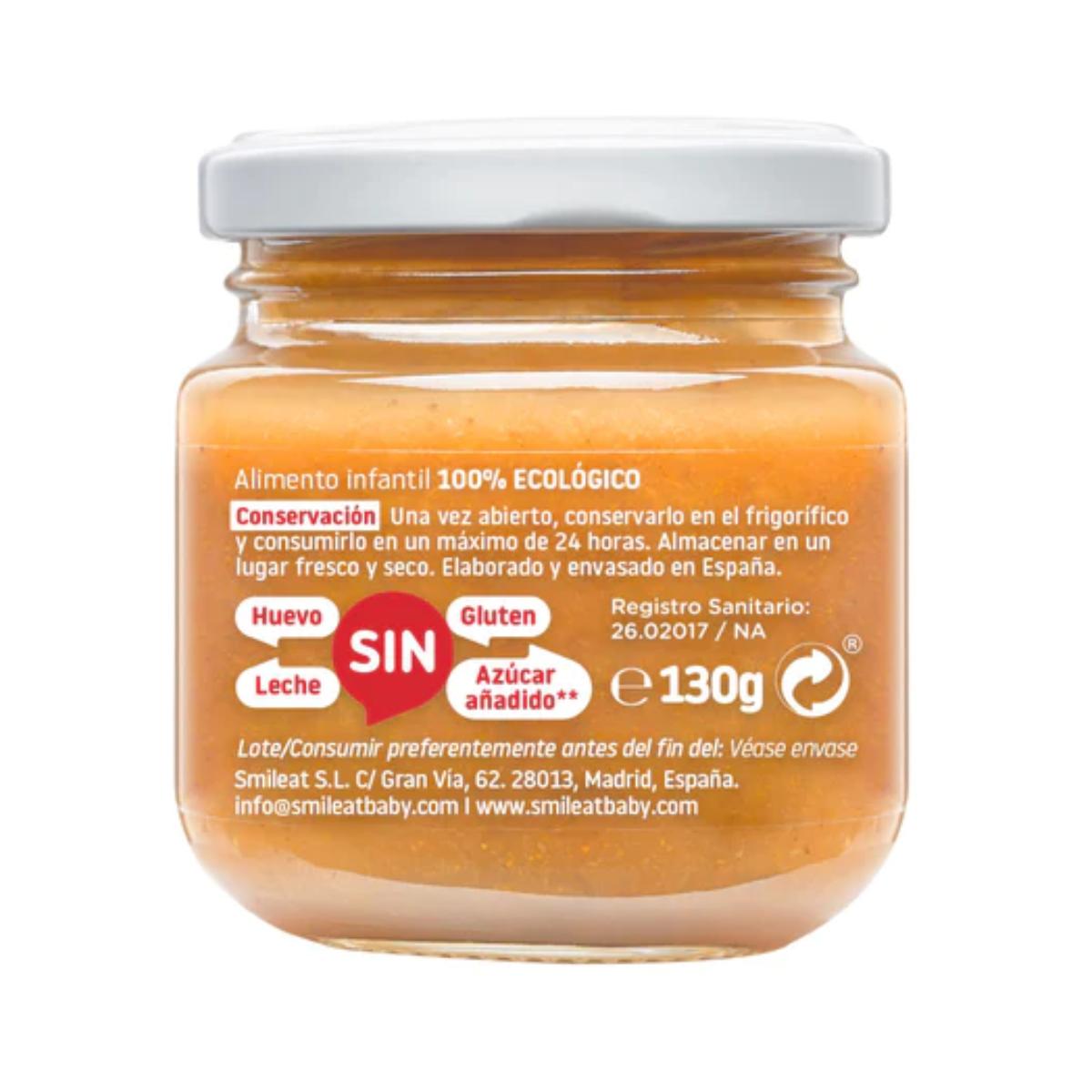 Tarrito de Manzana, Naranja y Zanahoria BIO +6 Meses Smileat 130 g