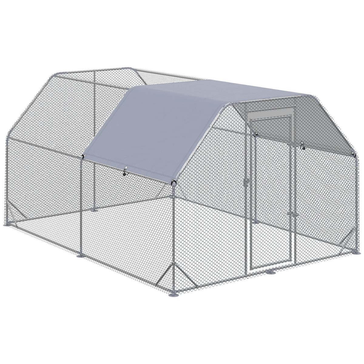 Gallinero Exterior Pawhut Acero Galvanizado Plata 280x380x195 Cm_0