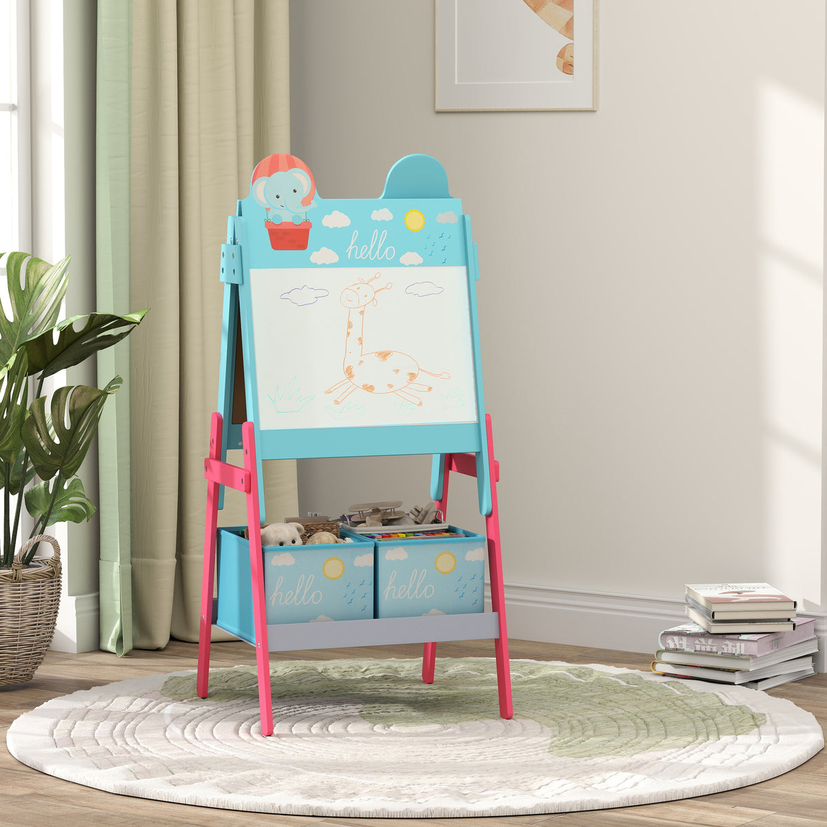 Caballete Infantil Aiyaplay Mdf, Tela No Tejida Azul 53.5x49x113 Cm_1