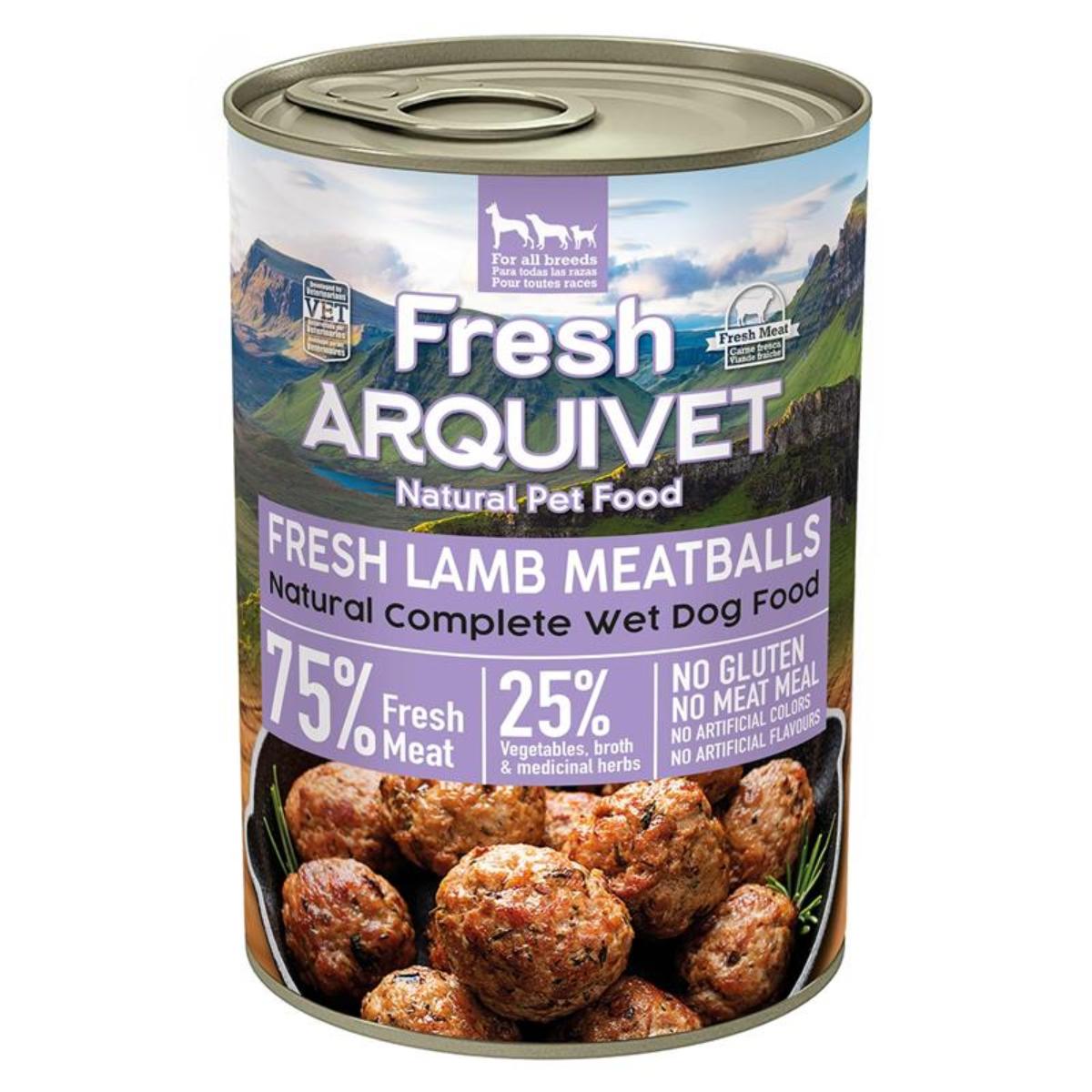 Fresh Lamb Meatballs Arquivet 400 g Comida húmeda para perro con cordero, zanahorias y boniato