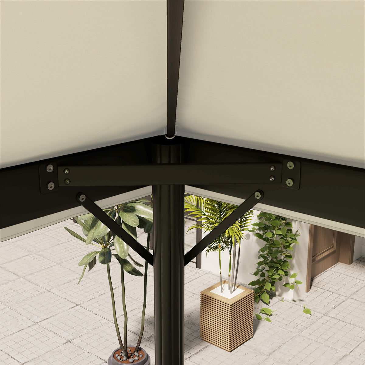 Techo De Repuesto Outsunny Tela Oxford Crema 400x300 Cm_4