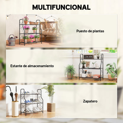 Soporte Para Plantas Outsunny Metal Negro 69x28.5x78 Cm_5