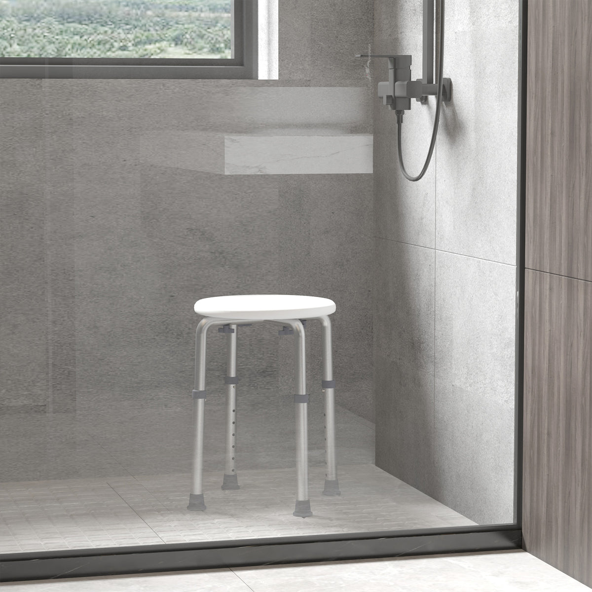 Taburete De Ducha Homcom Blanco Ø32,5x34,8-52,3 Cm_1