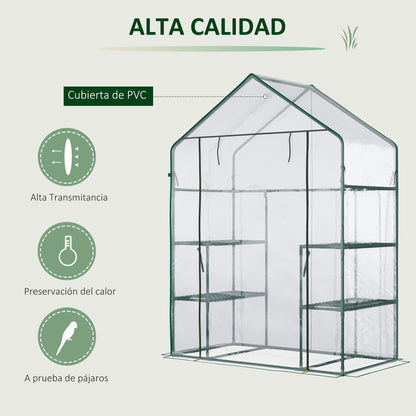 Invernadero De Jardín Outsunny Acero, Plástico Verde 142x73x195 Cm_3