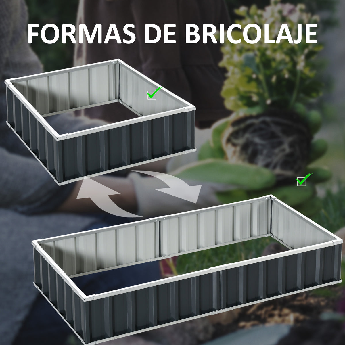 Arriate De Jardín Outsunny Acero Gris 174x90x30 Cm_5
