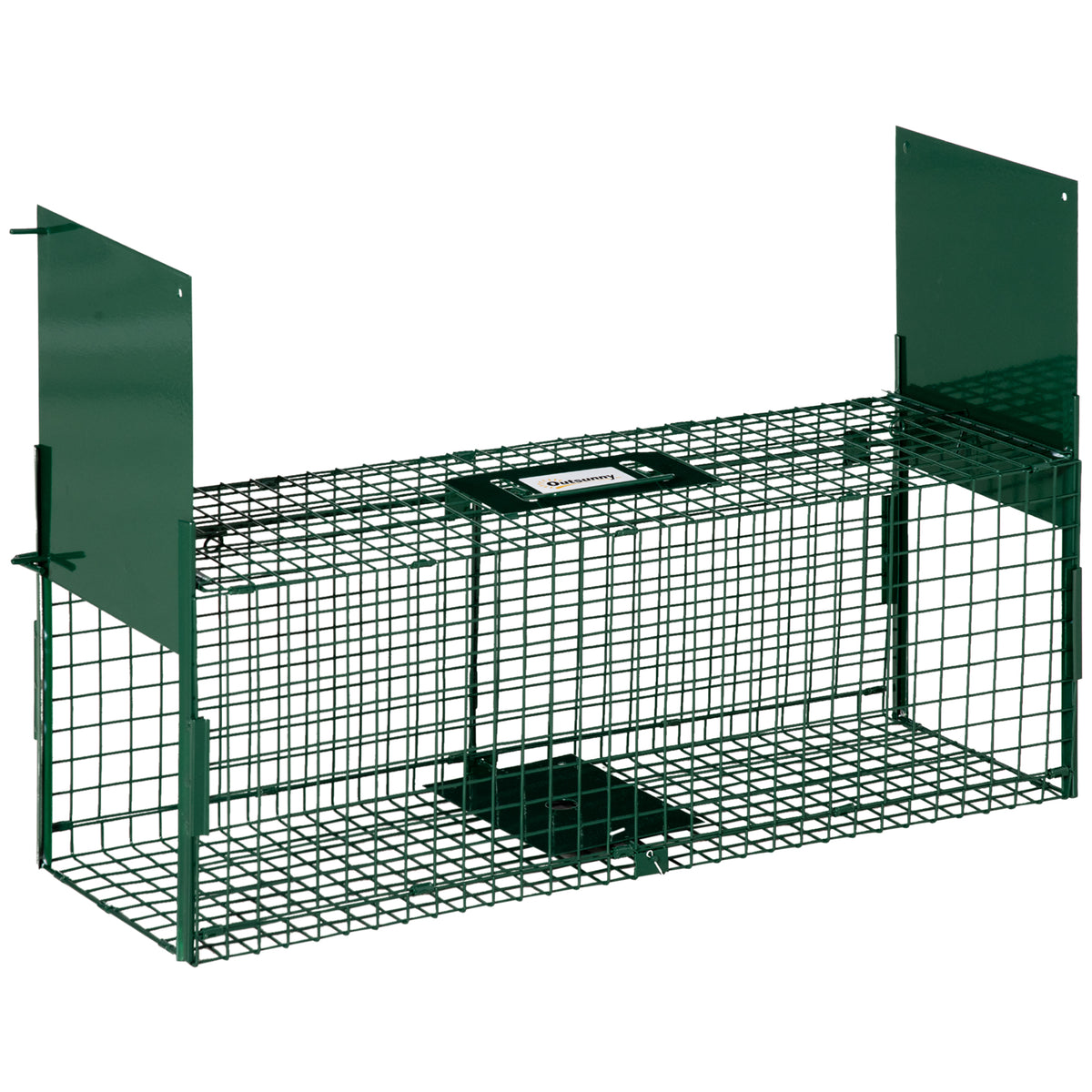 Trampa Para Animales Vivos Con 2 Puertas Outsunny 80x25x30 Cm Verde_0