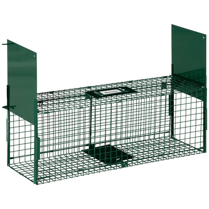Trampa Para Animales Vivos Con 2 Puertas Outsunny 80x25x30 Cm Verde_0