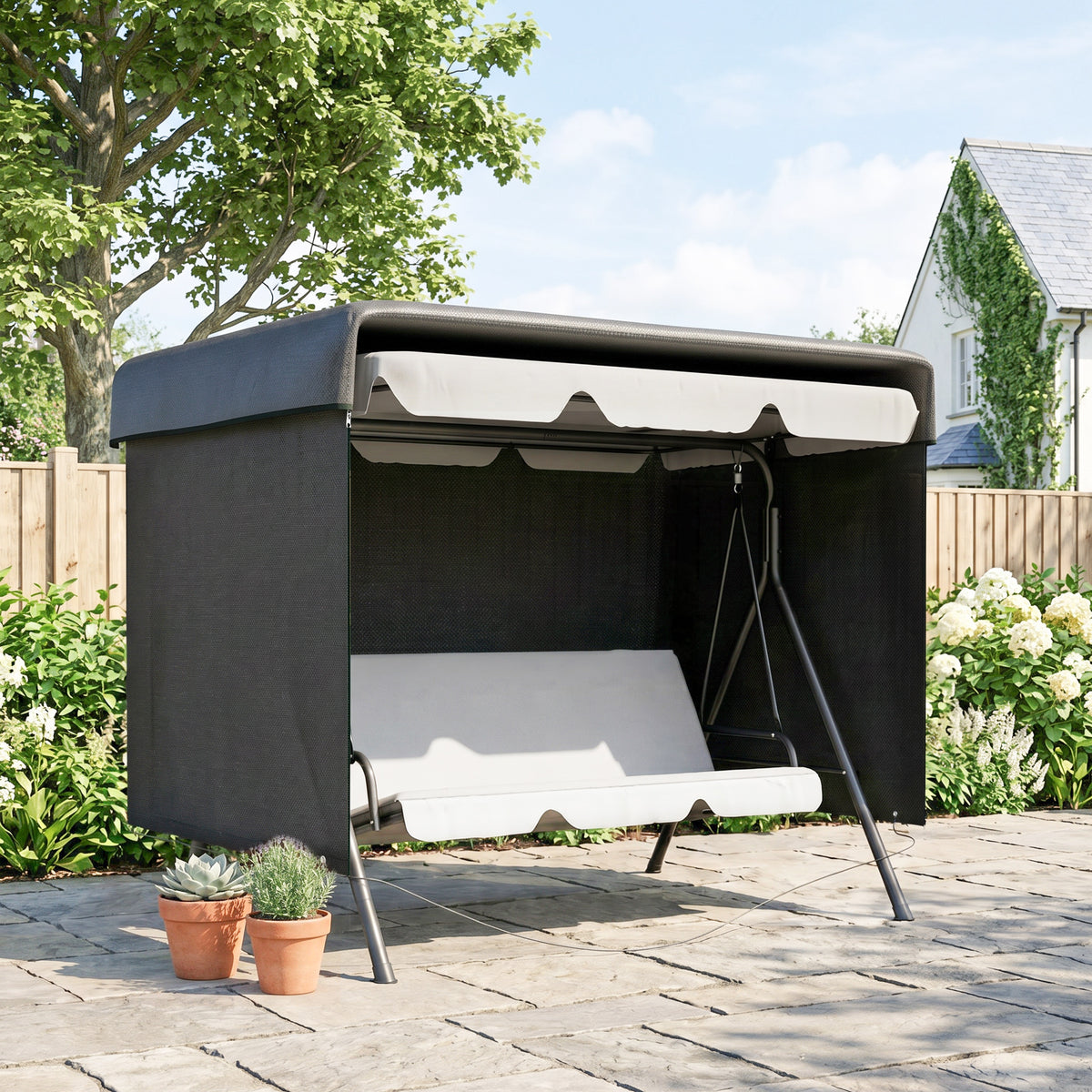 Funda Para Columpio Outsunny Pe Negro 215x155x150 Cm_1