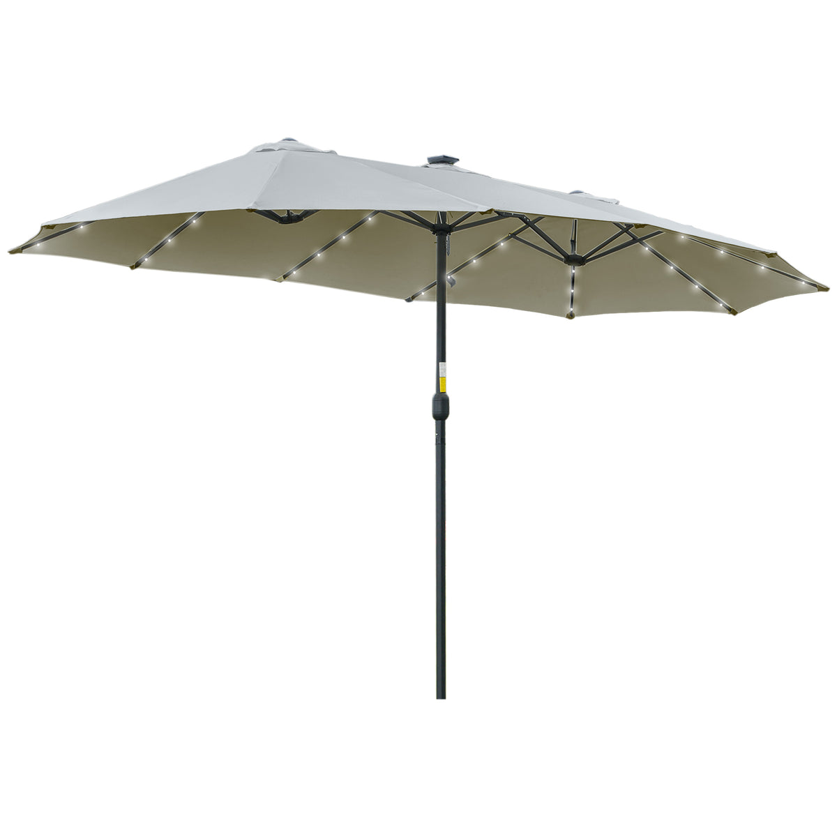 Sombrilla Doble Outsunny Acero, Poliéster Gris Claro 450x265x240 Cm_0