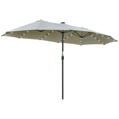 Sombrilla Doble Outsunny Acero, Poliéster Gris Claro 450x265x240 Cm_0
