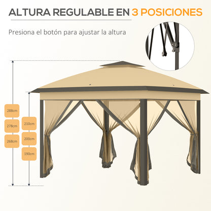Carpa Plegable Outsunny 330x330x288 Cm Beige_5
