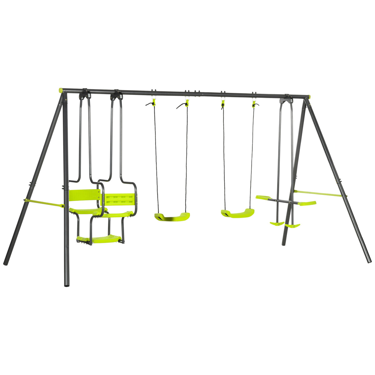 Juego De Columpio Infantil Exterior Outsunny 355x184x186 Cm Verde_0