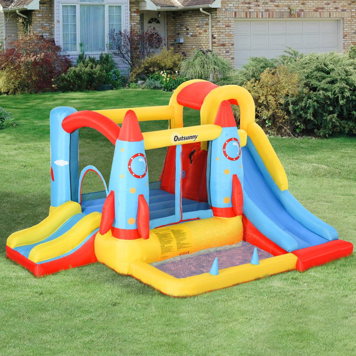 Castillo Inflable Outsunny Tejido Oxford Y Poliéster Multicolor 330x265x185 Cm_1