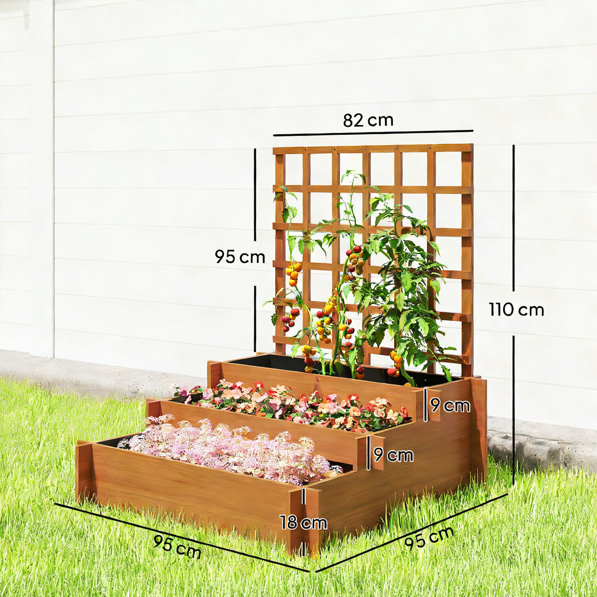Jardinera Con Enrejado Outsunny Madera De Abeto Marrón 95x95x110 Cm_2