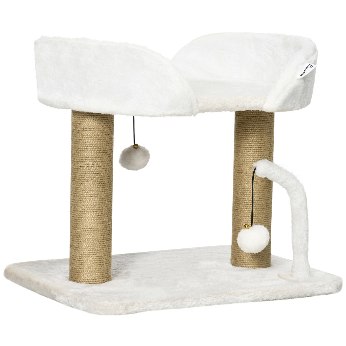 Pawhut Árbol Rascador Para Gatos Pequeños Altura 42 Cm 48x38x42 Cm Blanco_1