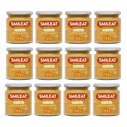 Pack 12x Tarrito BIO calabaza y calabacín +6 meses Smileat 230g
