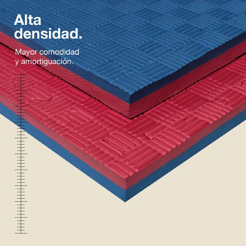 Tatami Puzzle 2,5cm 100x100cm – Superficie 5 Líneas Rojo/azul Jowy_1
