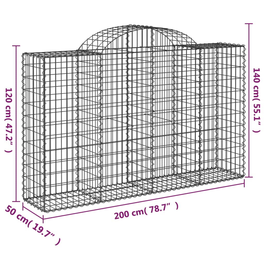 Cestas De Gaviones 7 Uds Forma De Arco Hierro 200x50x120/140 Cm_5